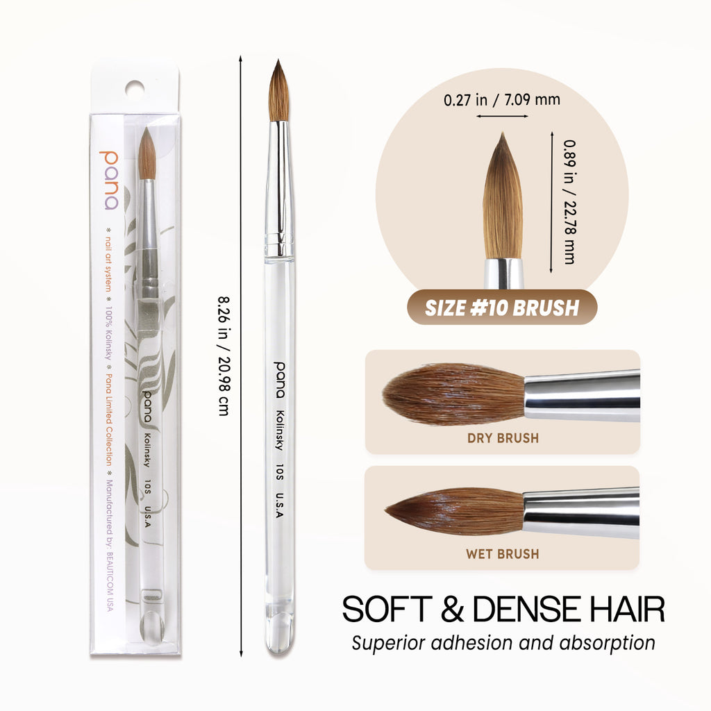 Professional Nail Art Brush Set - Kolinsky Sable with Acrylic Handle, Multiple Sizes
