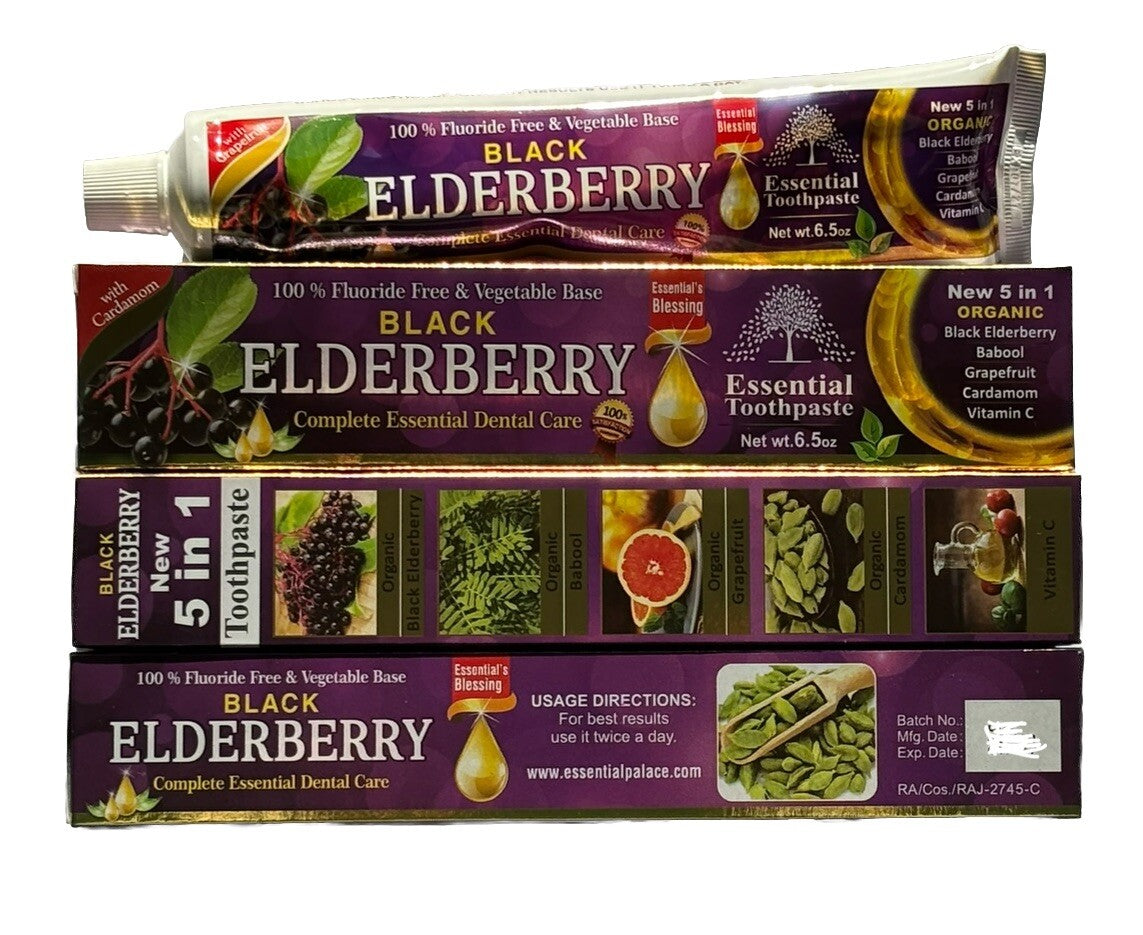 Black Elderberry Toothpaste 6 Pack - Fluoride-Free Herbal Oral Care