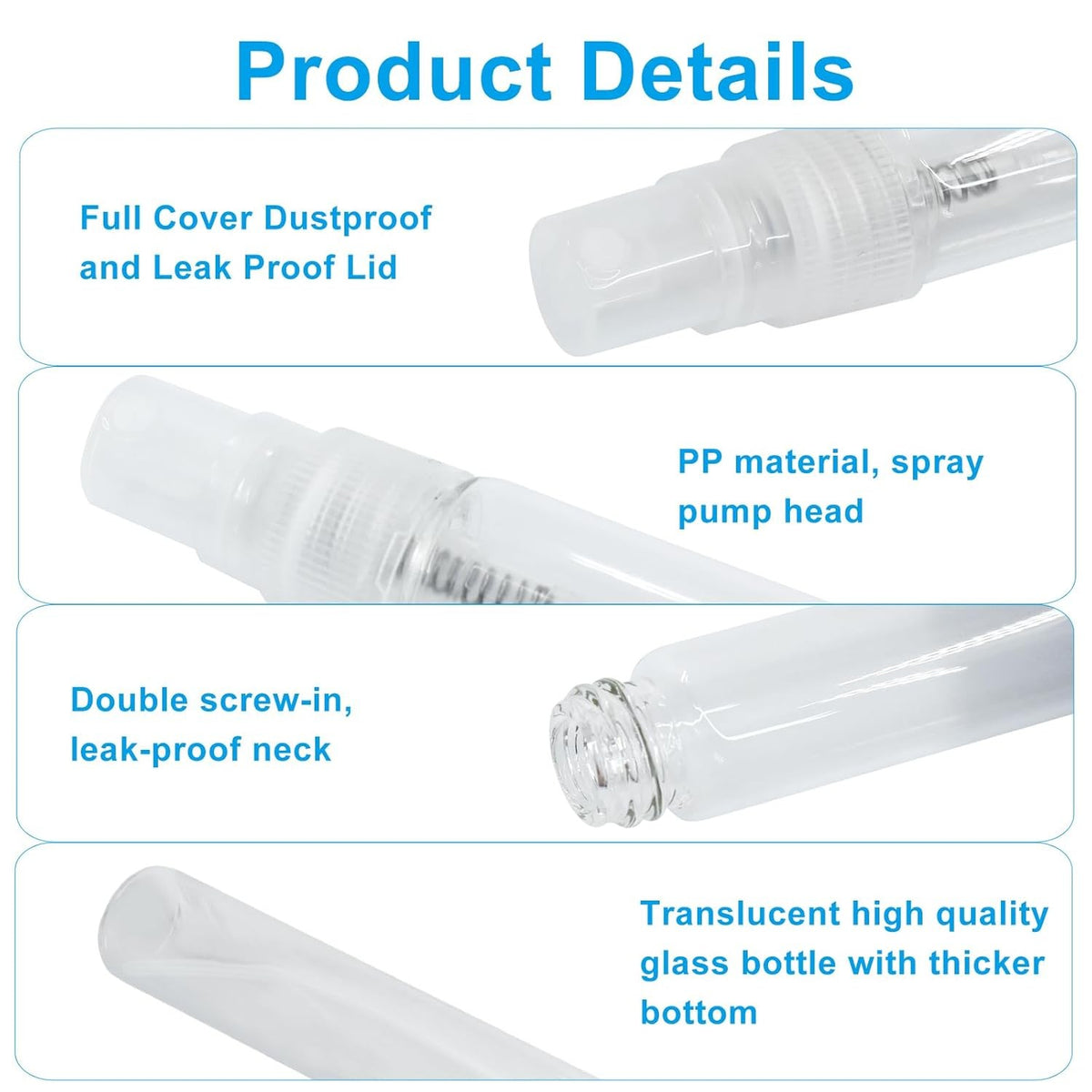 10ml Glass Refillable Spray Bottles - Pack of 10 Perfume Sample Containers