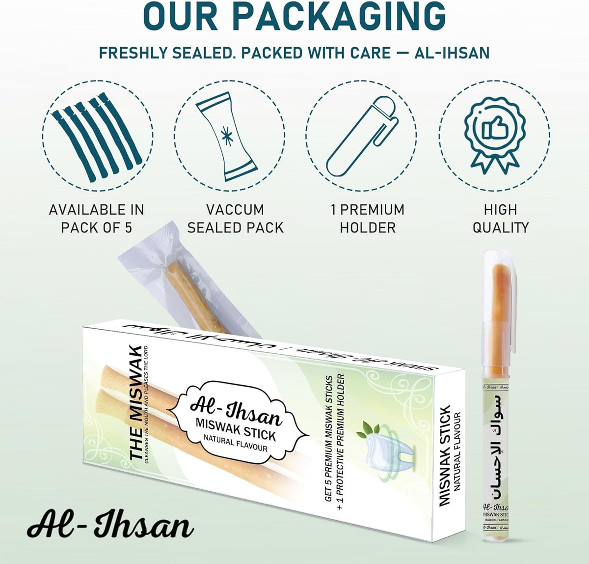 Natural Miswak Toothbrush Sticks Pack with Holder - Eco-Friendly Oral Care