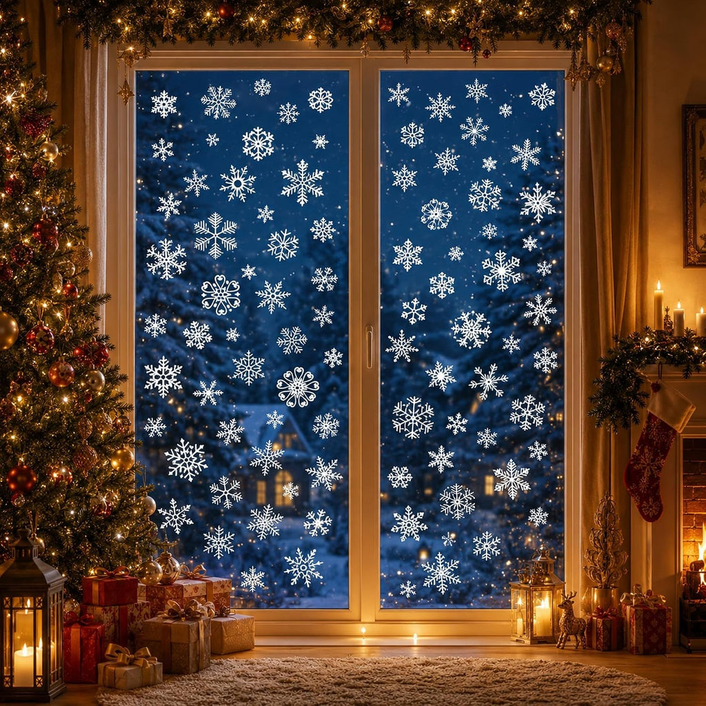 Christmas Snowflake Window Clings - 9 Sheets Holiday Decorations