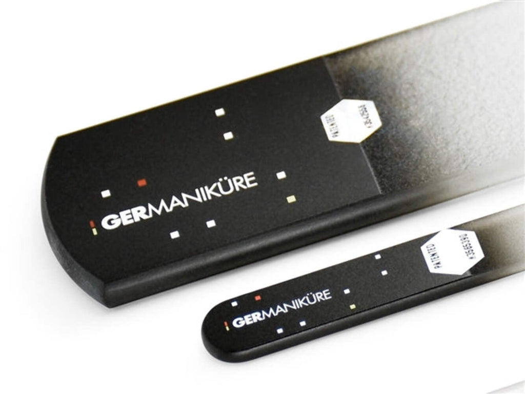 Genuine Crystal Glass Nail File Set in Leather - 3 Pieces