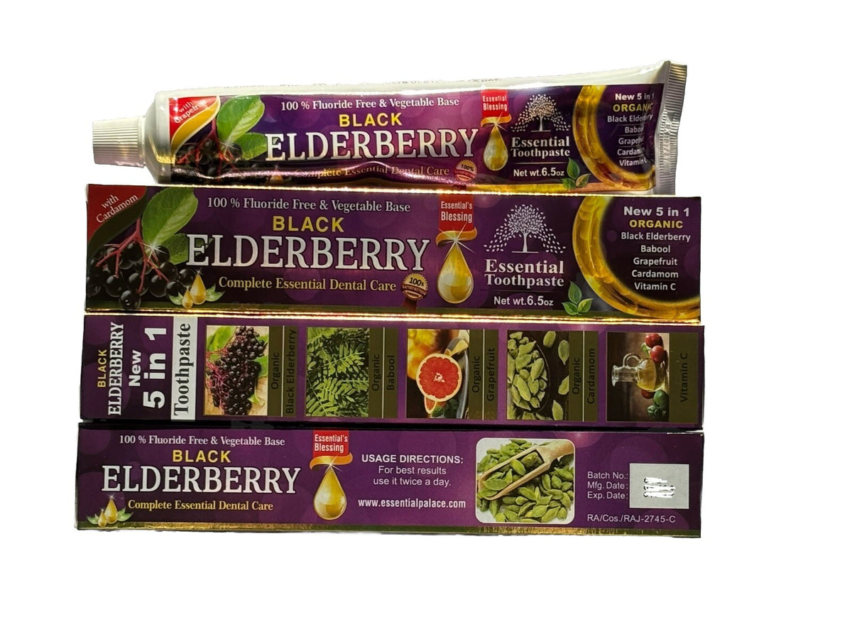Black Elderberry Toothpaste 6 Pack - Fluoride-Free Herbal Oral Care