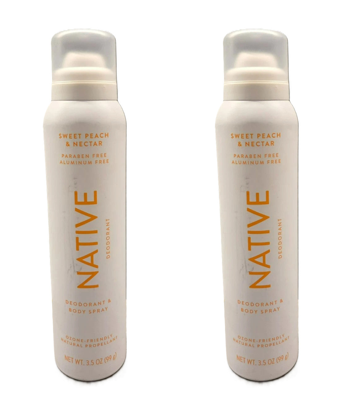 Native Sweet Peach & Nectar Aluminum Free Deodorant Body Spray 3.5 oz 2 Pack