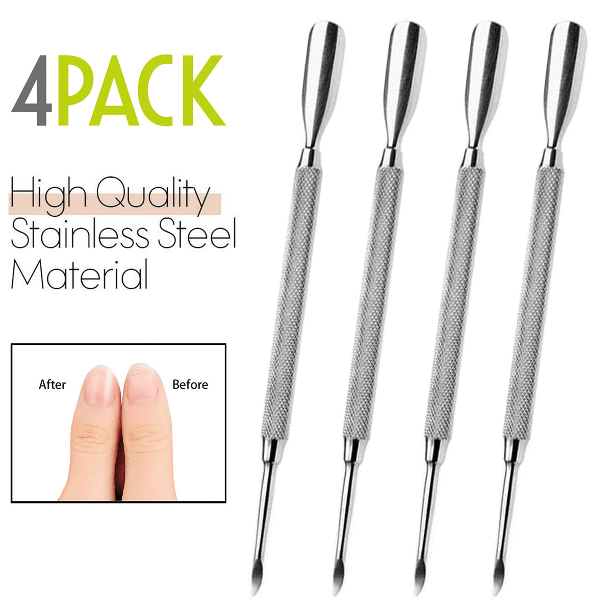 Stainless Steel Cuticle Pusher Remover Tool Set for Manicure Pedicure Nail Art