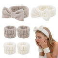 Spa Headband and Wristband Set - Soft Microfiber, Absorbent, Adjustable Fit
