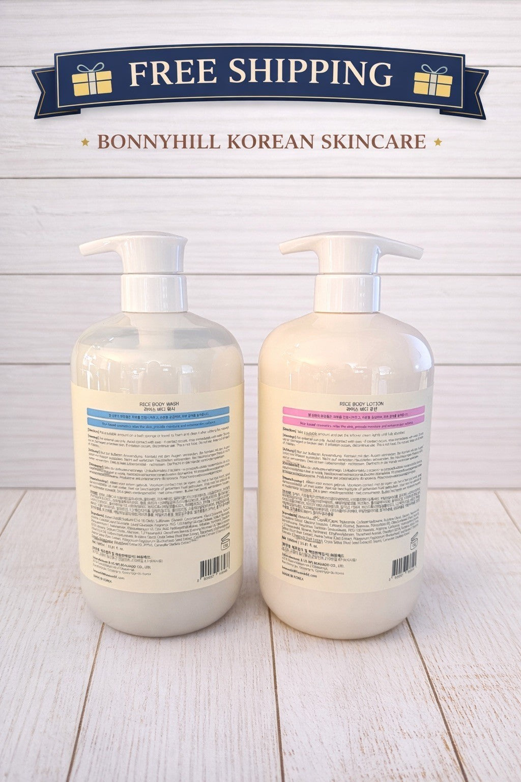 Rice Body Wash & Lotion Set - Large 33.81 Oz. Korean Skincare Duo