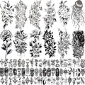 82 Sheets Waterproof Temporary Tattoos Flowers Butterfly Rose Moon Snake Set