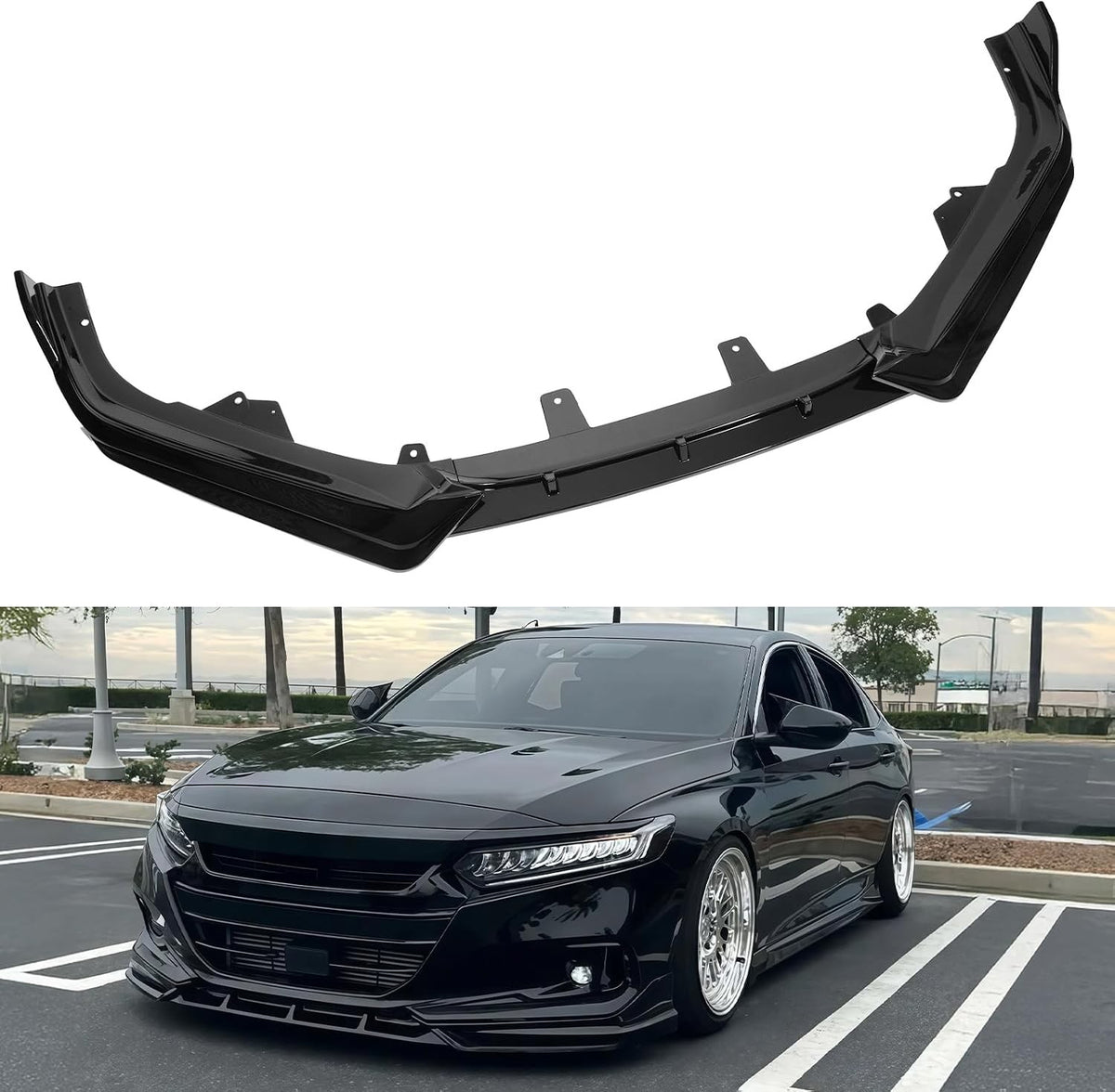 Front Bumper Lip Splitter for Honda Accord Sedan 2021-2022 – Gloss Black 3pc Kit