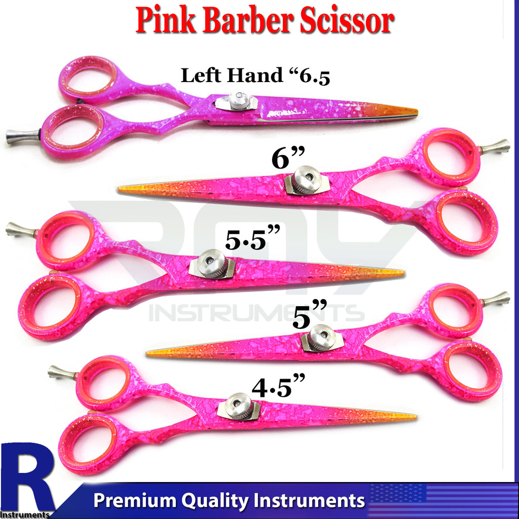 Professional Pink Hair Cutting Scissors for Barbers & Salons - Left Hand Shears