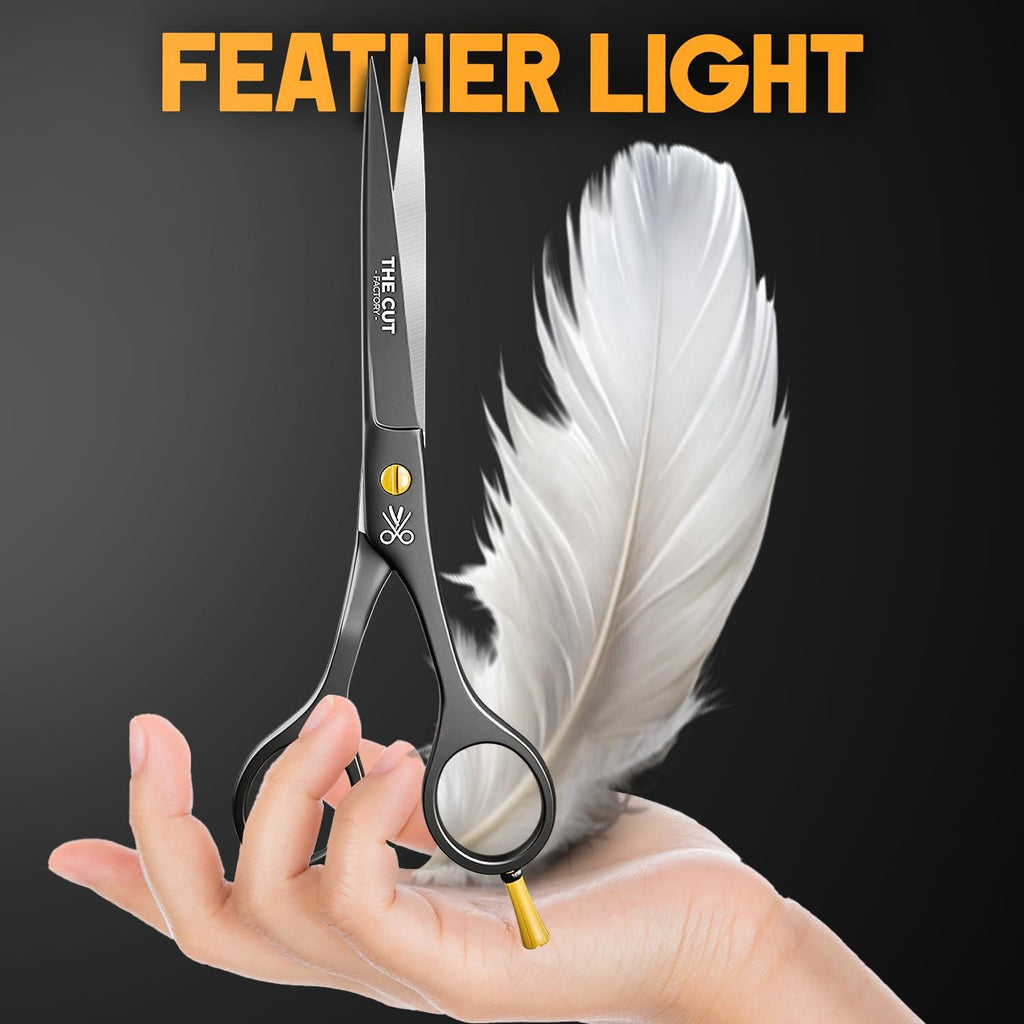Professional Hair Cutting Scissors 6.5 Inch Matte Black High Carbon Steel Barber Shears