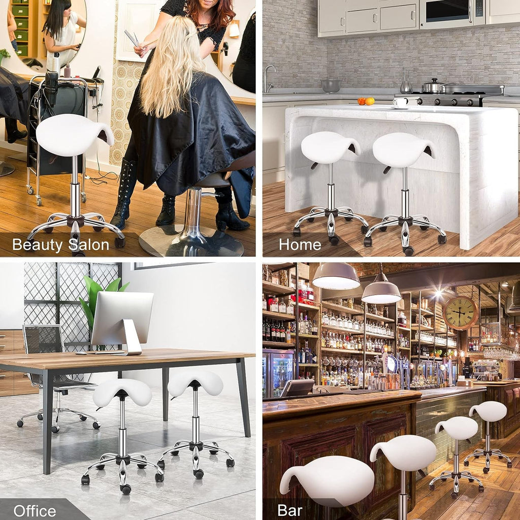 Ergonomic Saddle Stool Adjustable Hydraulic Seat with Swivel Wheels
