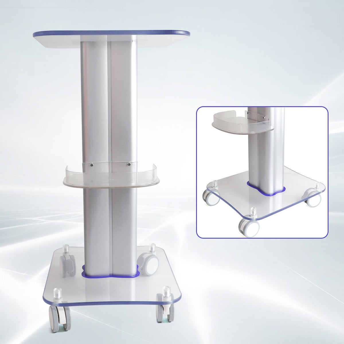 Acrylic Salon Trolley Cart with 4 Wheels for Beauty & Hairdressing