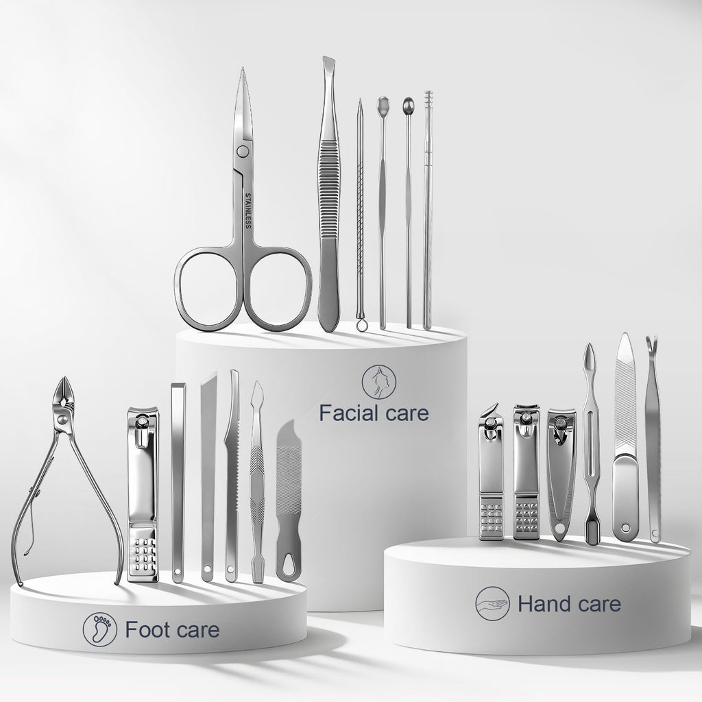 Professional Nail Clippers Set for Women Travel Manicure Kit Metallic