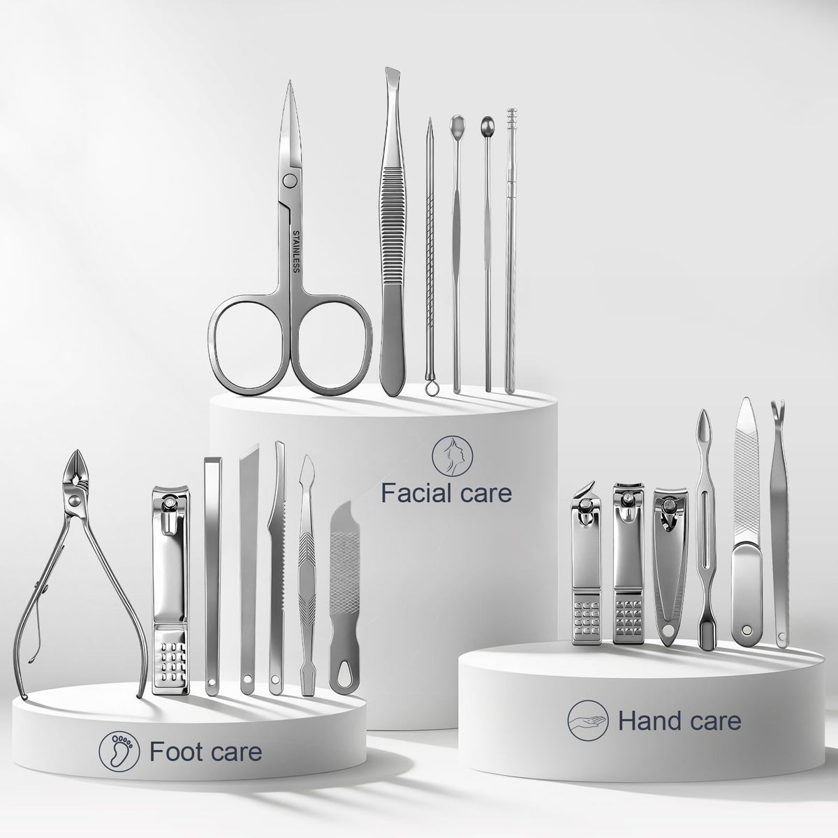 Professional Nail Clippers Set for Women Travel Manicure Kit Metallic