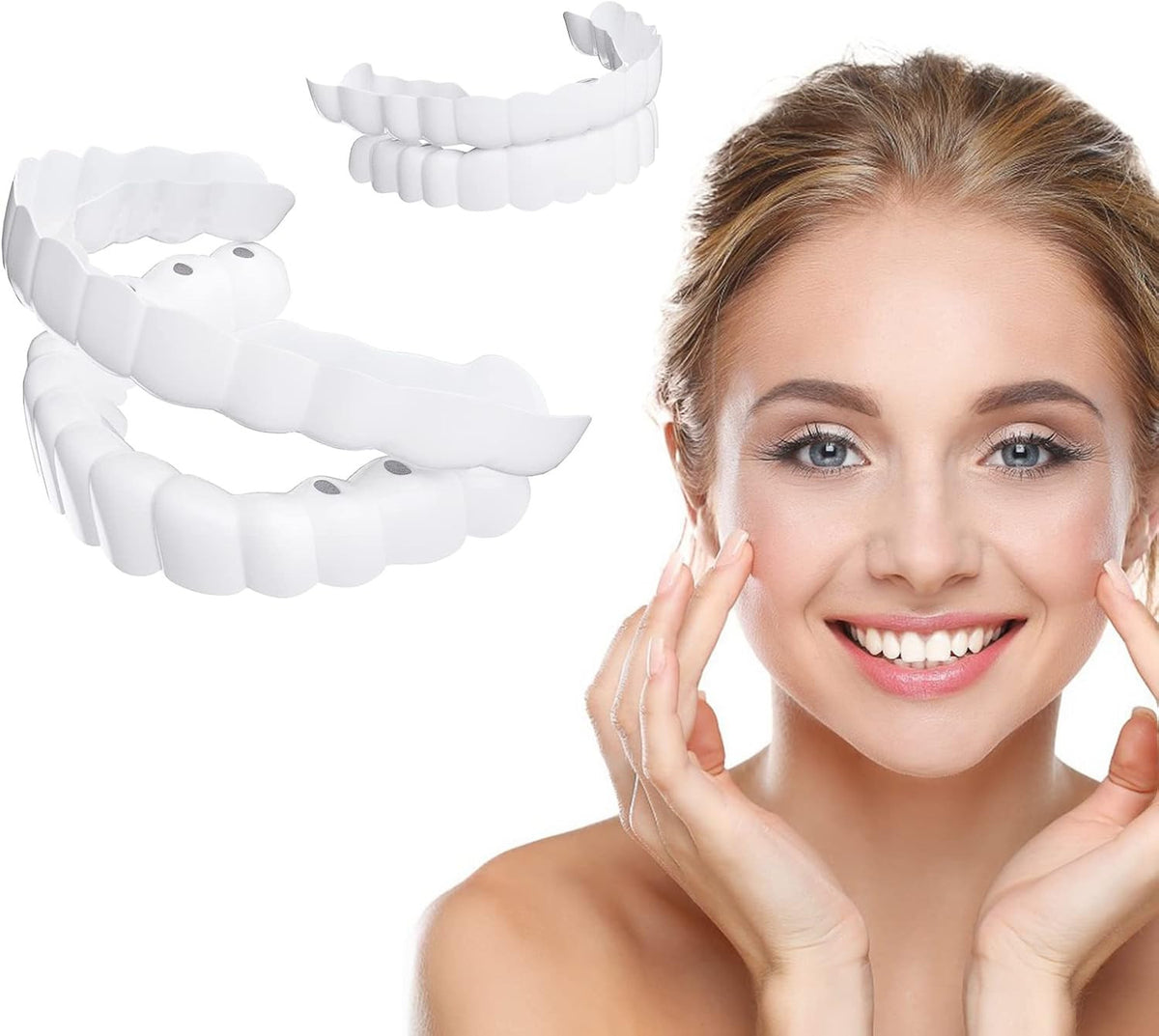 2 Pairs Veneers Snap in Teeth - Comfort Fit Whitening Denture