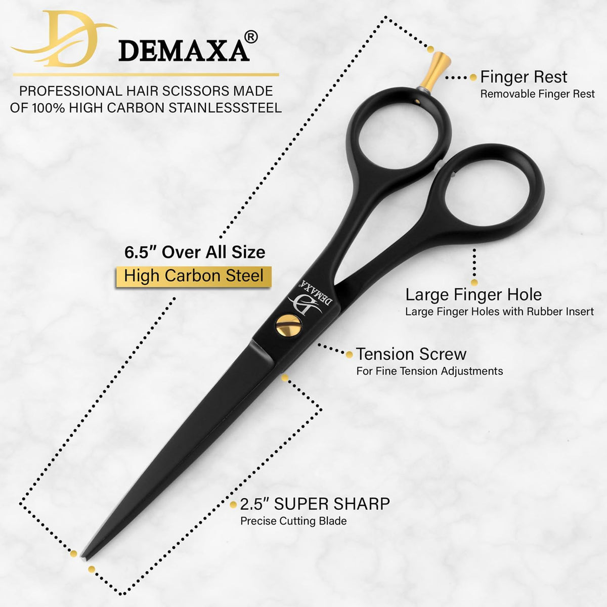 Professional 6.5 Inch Hair Scissors High Carbon Stainless Steel Barber Shears
