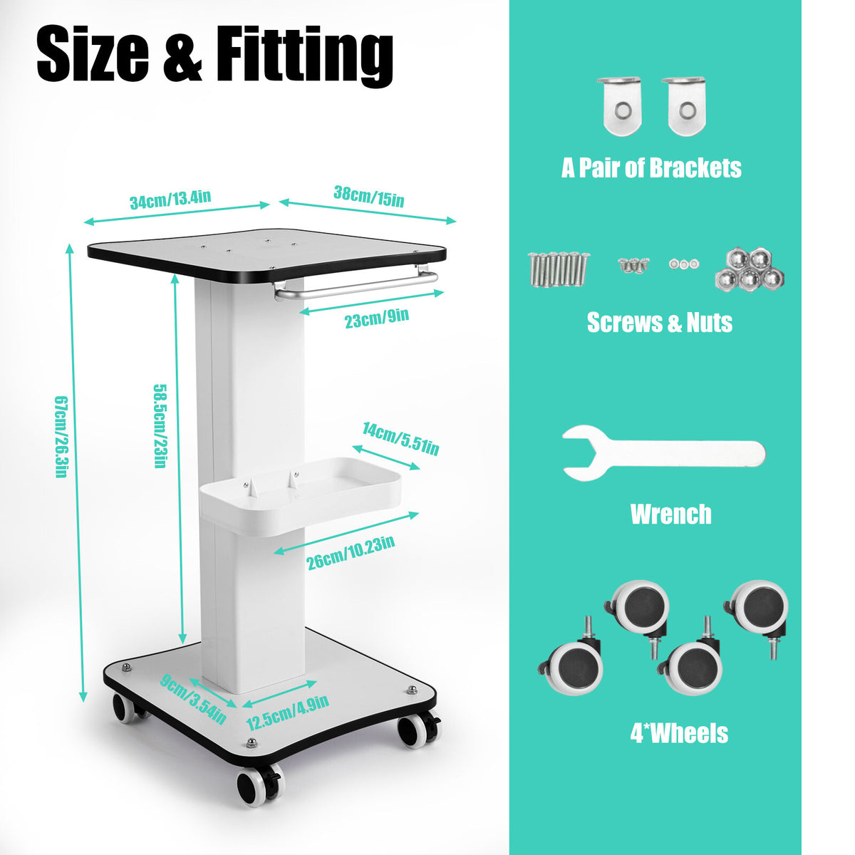 Salon Trolley Cart Storage Stand Organizer for Beauty & Spa Equipment