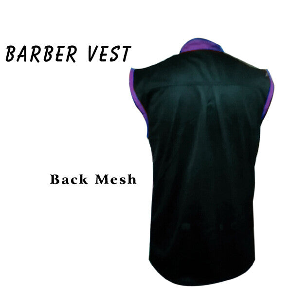 Unisex Barber Vest with Pockets and Zipper Closure - Black & Blue