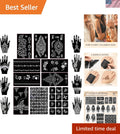 Henna Tattoo Stencil Kit – 97 Designs, Reusable Mehndi Templates, 18 Sheets