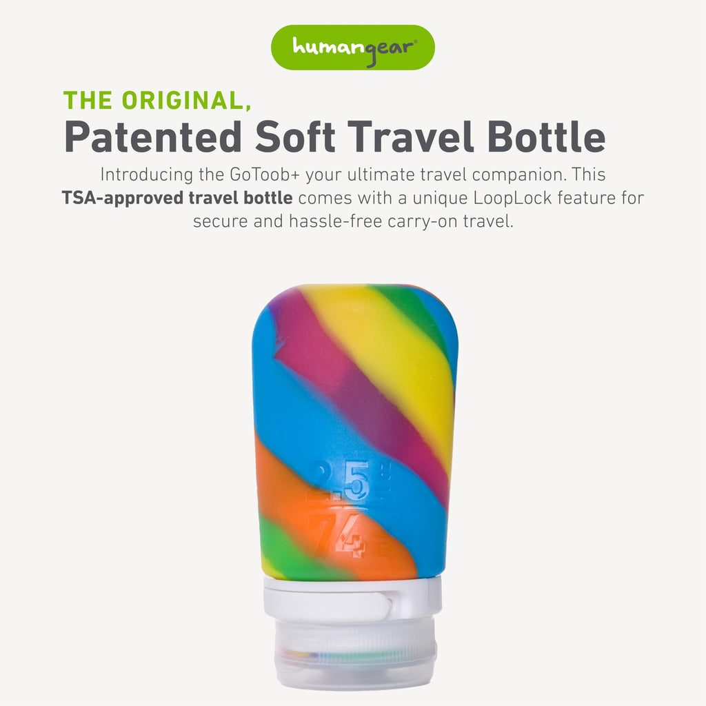 Refillable Silicone Travel Bottle with Locking Lid - Rainbow, 2.5 fl oz