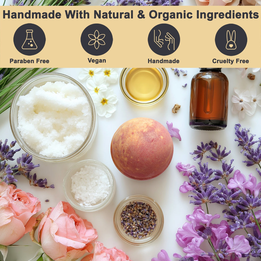 Flower Bath Bomb Gift Set - 12 Large Natural Bubble Bath Bombs with Essential Oils