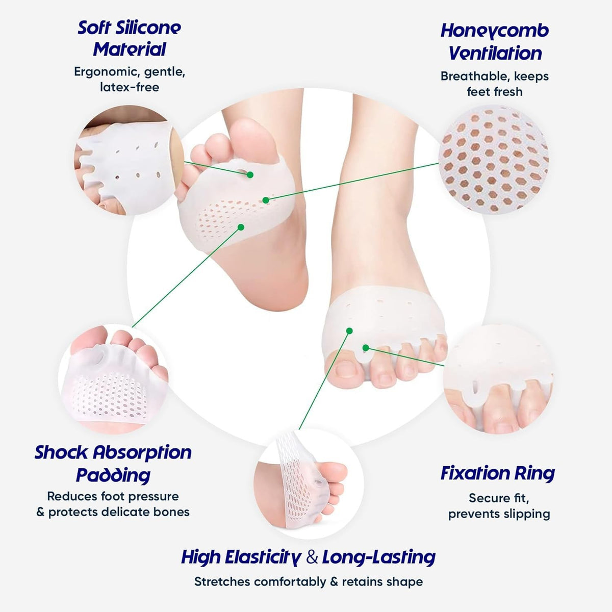 Silicone Toe Separators for Bunions & Foot Pain Relief - Left & Right Pair
