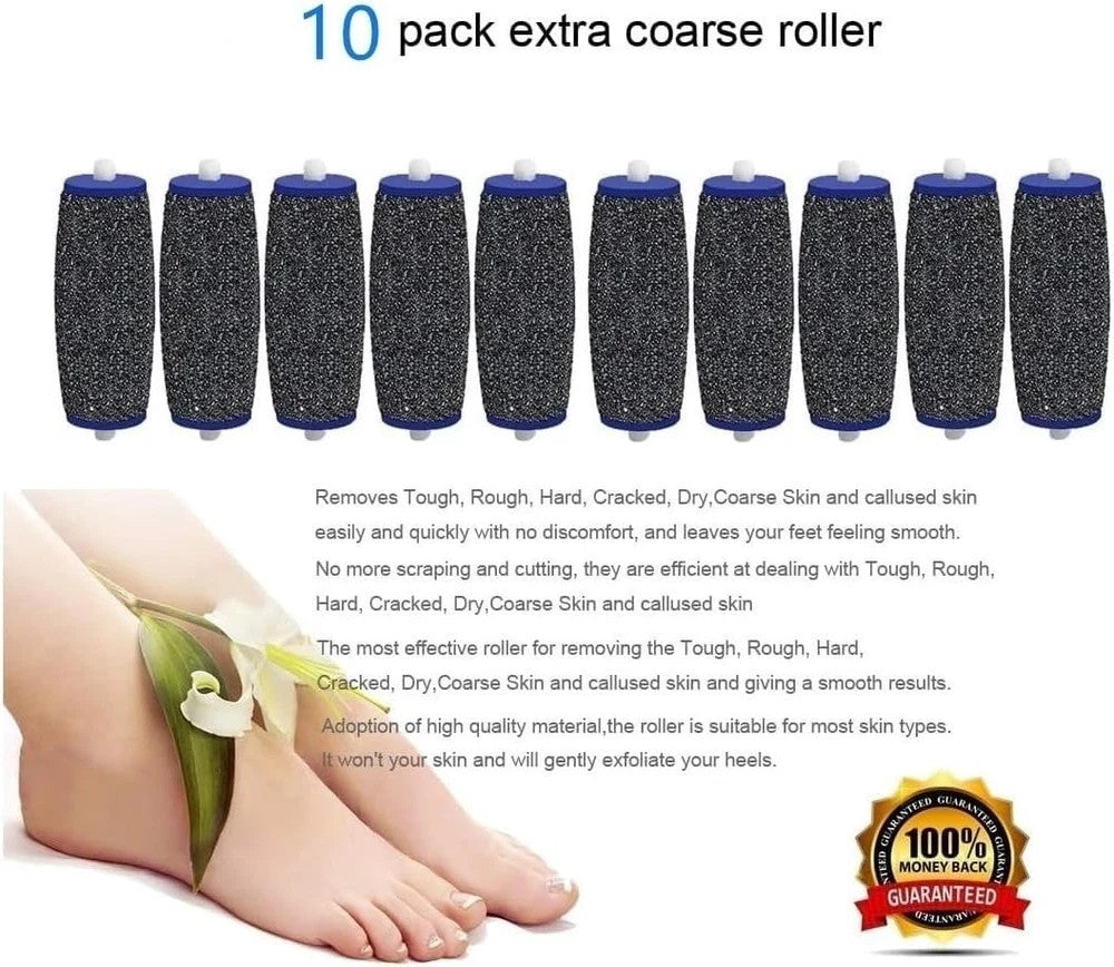 10 Pack Extra Coarse Replacement Rollers for Foot File & Pedicure Devices