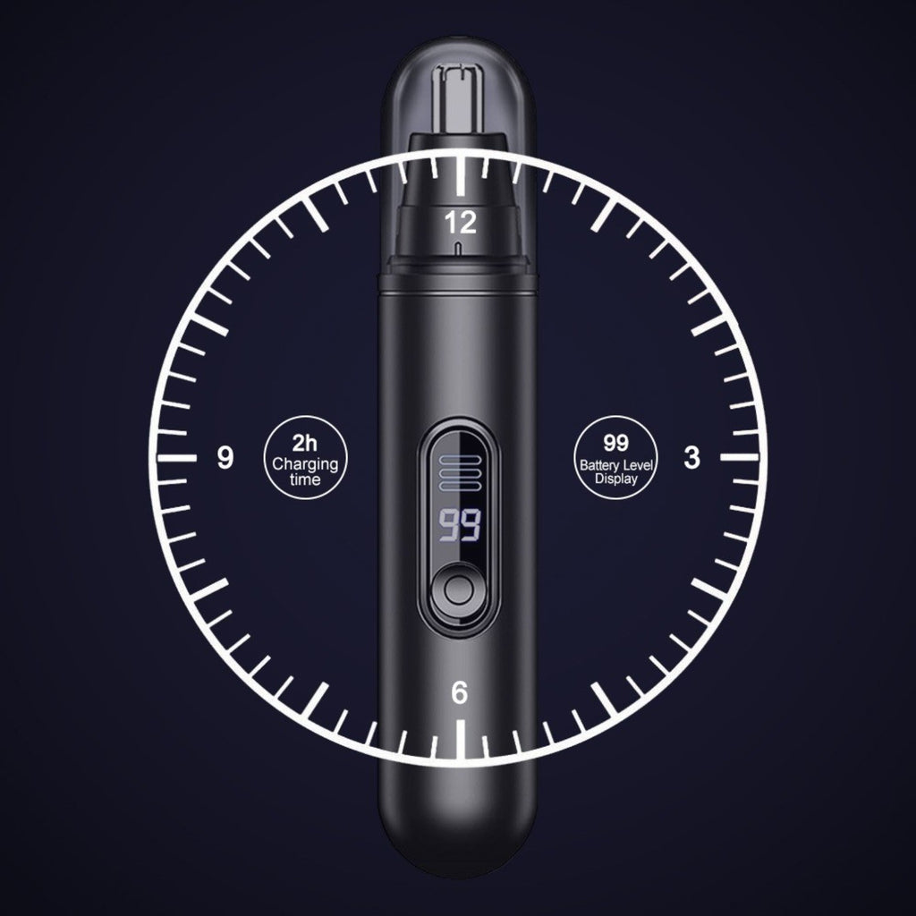 USB Rechargeable Ear & Nose Hair Trimmer with LED Screen for Men Women