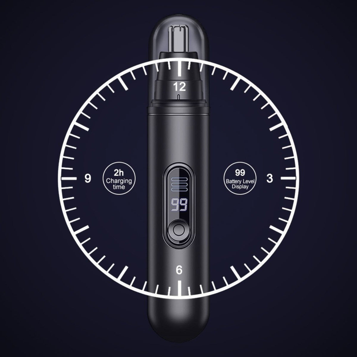 USB Rechargeable Ear & Nose Hair Trimmer with LED Screen for Men Women