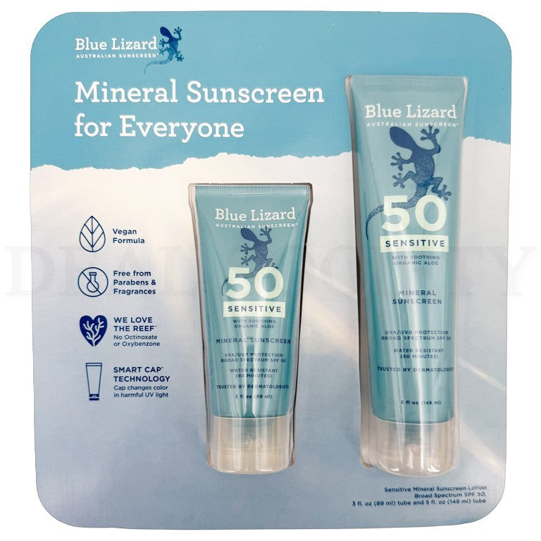 Mineral Sunscreen SPF 50 for Sensitive Skin 2 Pack - Water-Resistant UV Protection