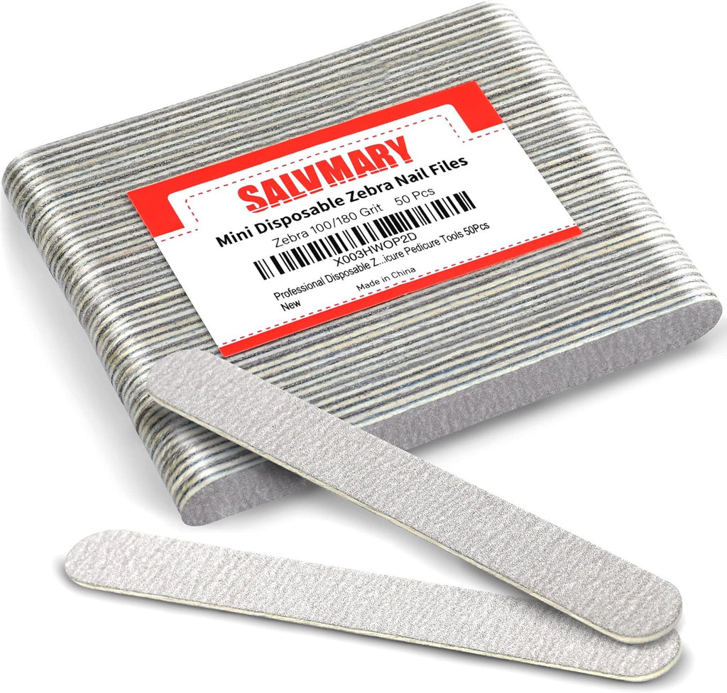 Disposable Nail Files 100/180 Grit - Professional Double Sided Emery Boards, 5 Inch