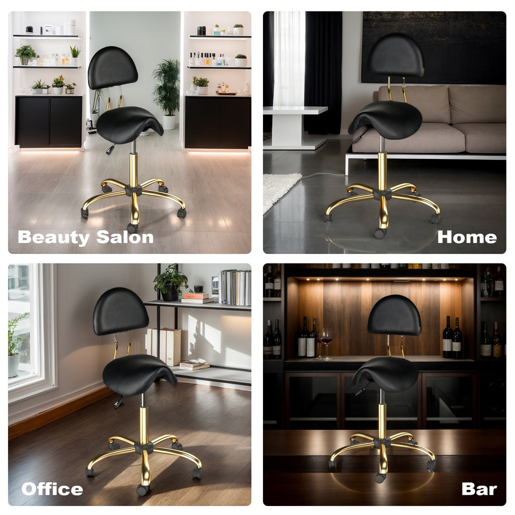 Heavy Duty Salon Rolling Stool with 400 Lb Capacity - Adjustable & Swivel