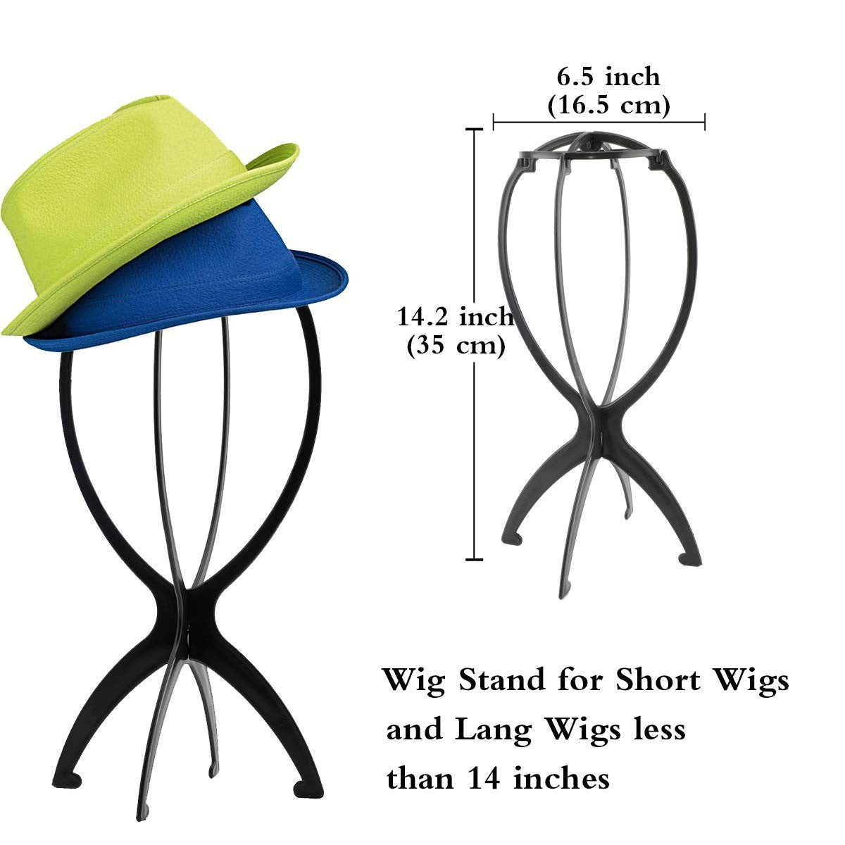 Portable Wig Stand Holder for 14.2 In Wigs - Collapsible & Travel-Friendly