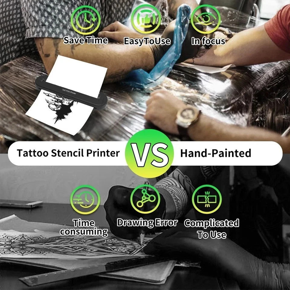 Professional Wireless Tattoo Stencil Printer with 15 Transfer Paper