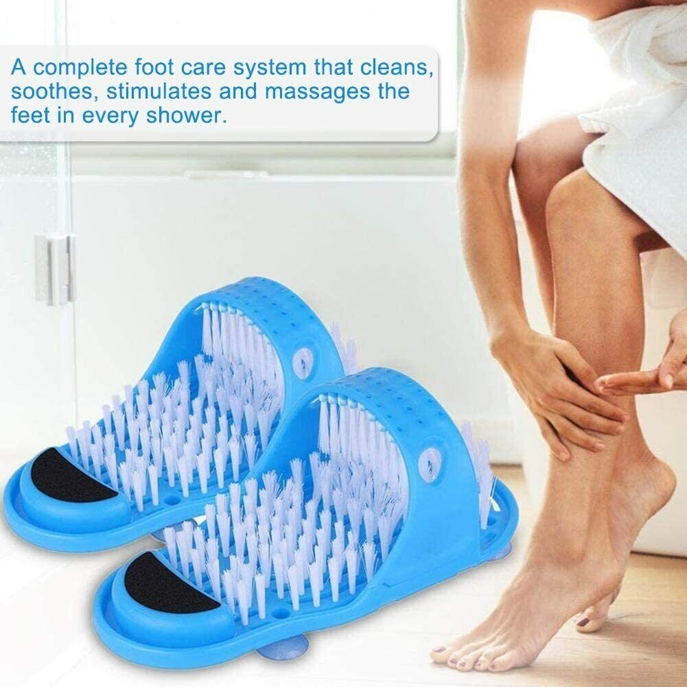 Foot Shower Scrubber with Pumice Stone and Non-slip Base - Exfoliating Bath Brush