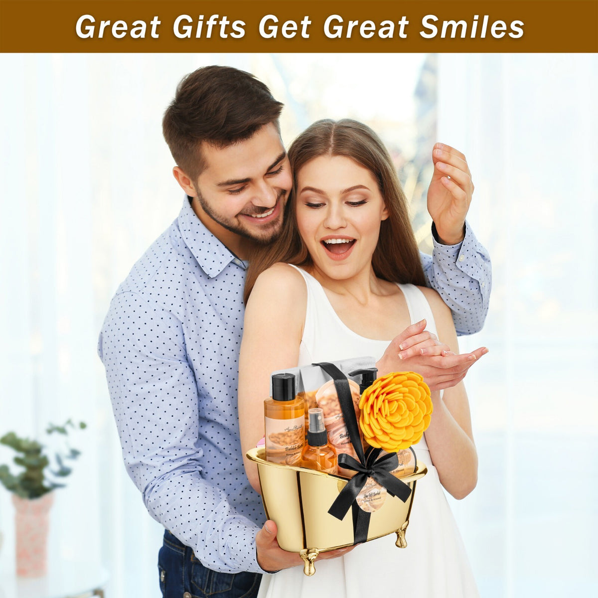Luxury Spa Gift Basket for Women - Honey & Almond Bath Set