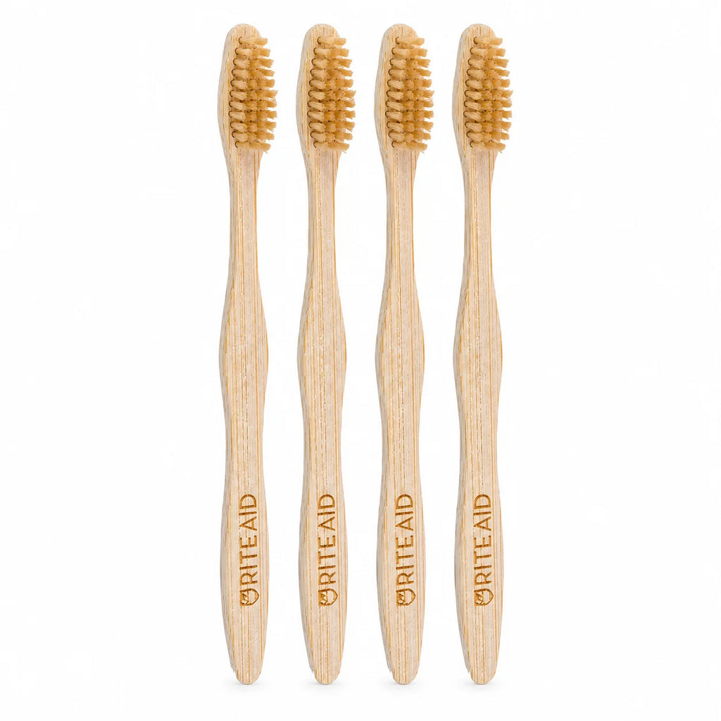 Bamboo Toothbrushes 4 Pack - Eco-Friendly Soft Bristle Adult Oral Care