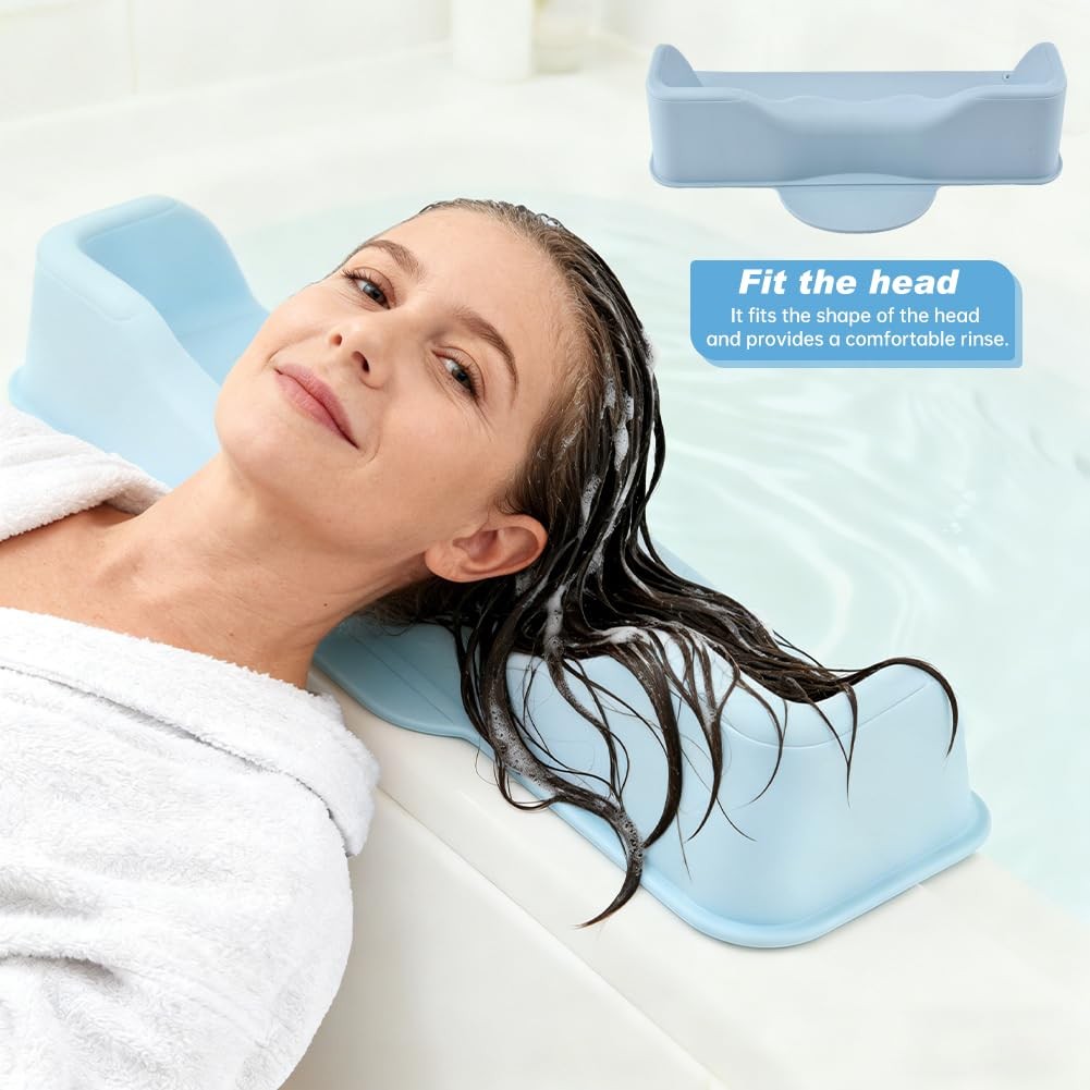 Portable Hair Washing Station Set Blue Shampoo Bowl for Sink