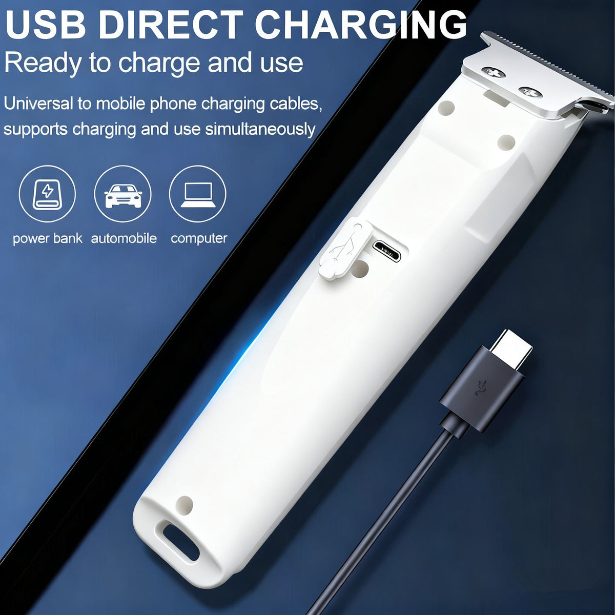 Men Cordless Beard Trimmer Hair Clippers with Multiple Limit Combs