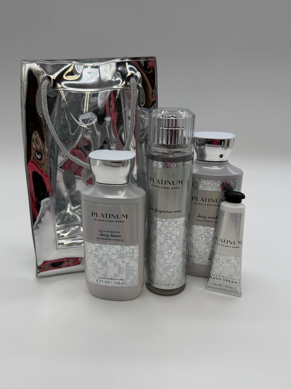 Bath & Body Works Platinum Gift Set - Fragrance Mist, Body Wash, Lotion & Hand Cream