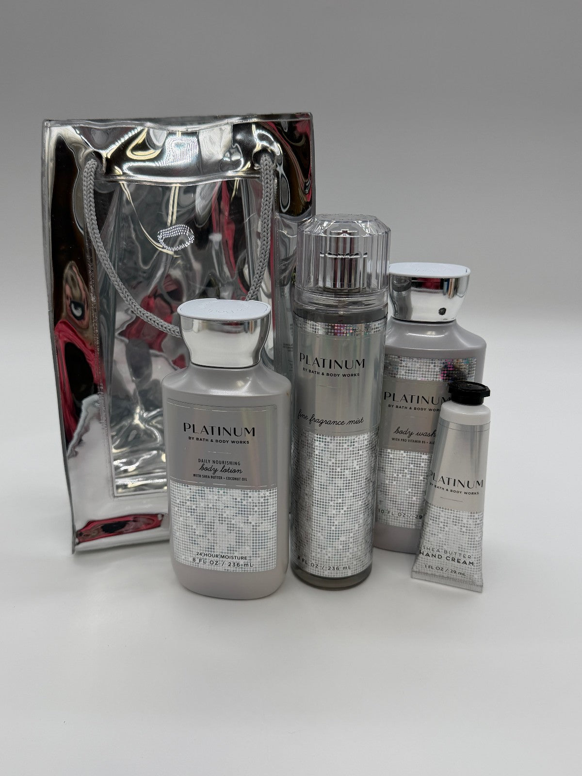 Bath & Body Works Platinum Gift Set - Fragrance Mist, Body Wash, Lotion & Hand Cream