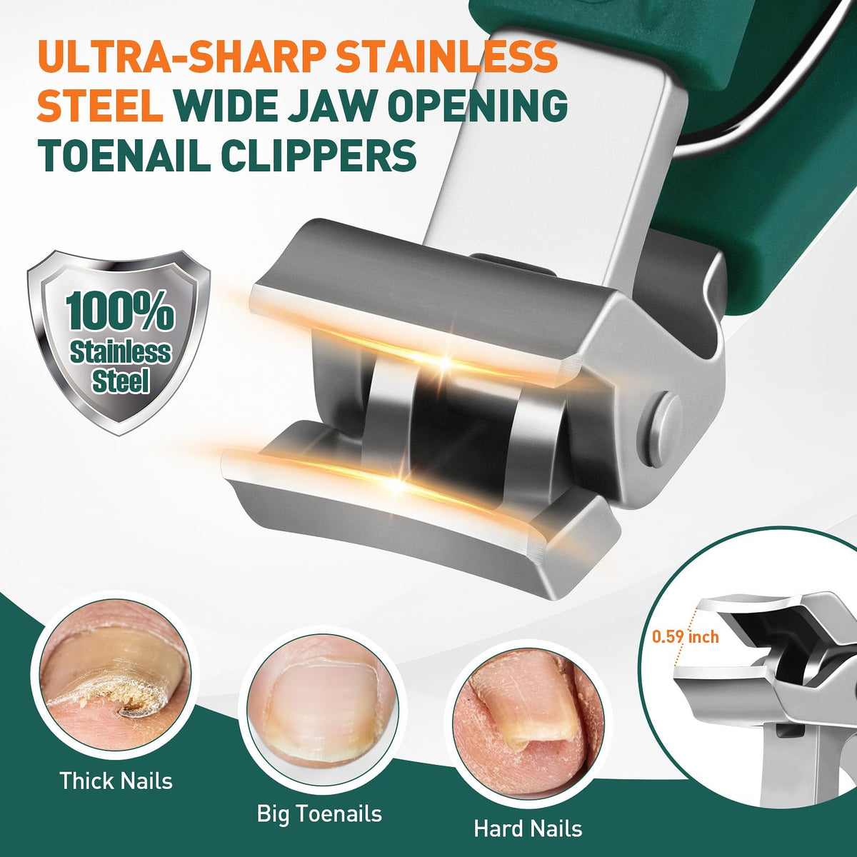 Senior Nail Clippers Set with Upgraded Angled Head & Thick Nail Cutter