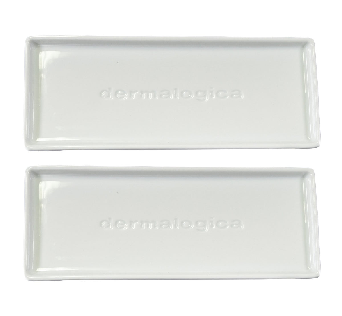 Ceramic Vanity Tray Set of 2 - Durable Bathroom & Makeup Organizer
