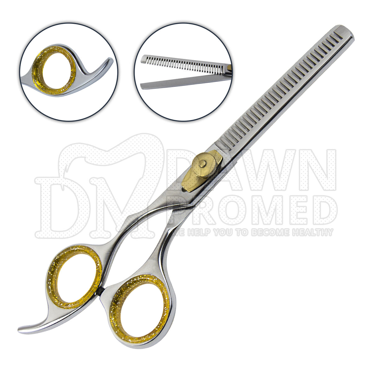 Professional Hair Thinning Scissors 6.5 Inch with Gold Tension Screw - German Steel