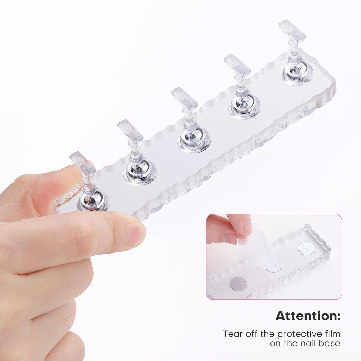 Narsikar Nail Stand for Press Ons with 300 Double-Sided Tape - Rose Pink