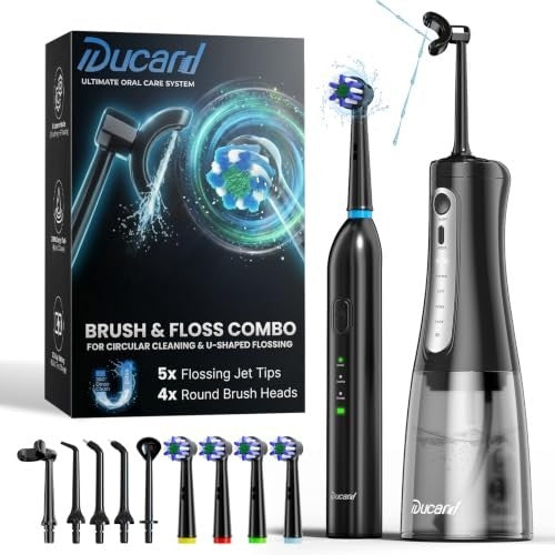 Water Flosser and Electric Toothbrush Combo Kit Black - 2-in-1 Oral Care Set