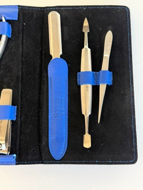 Premium Manicure Nail Care Set 7 Pieces with Blue Leather Case - Handcrafted in Germany