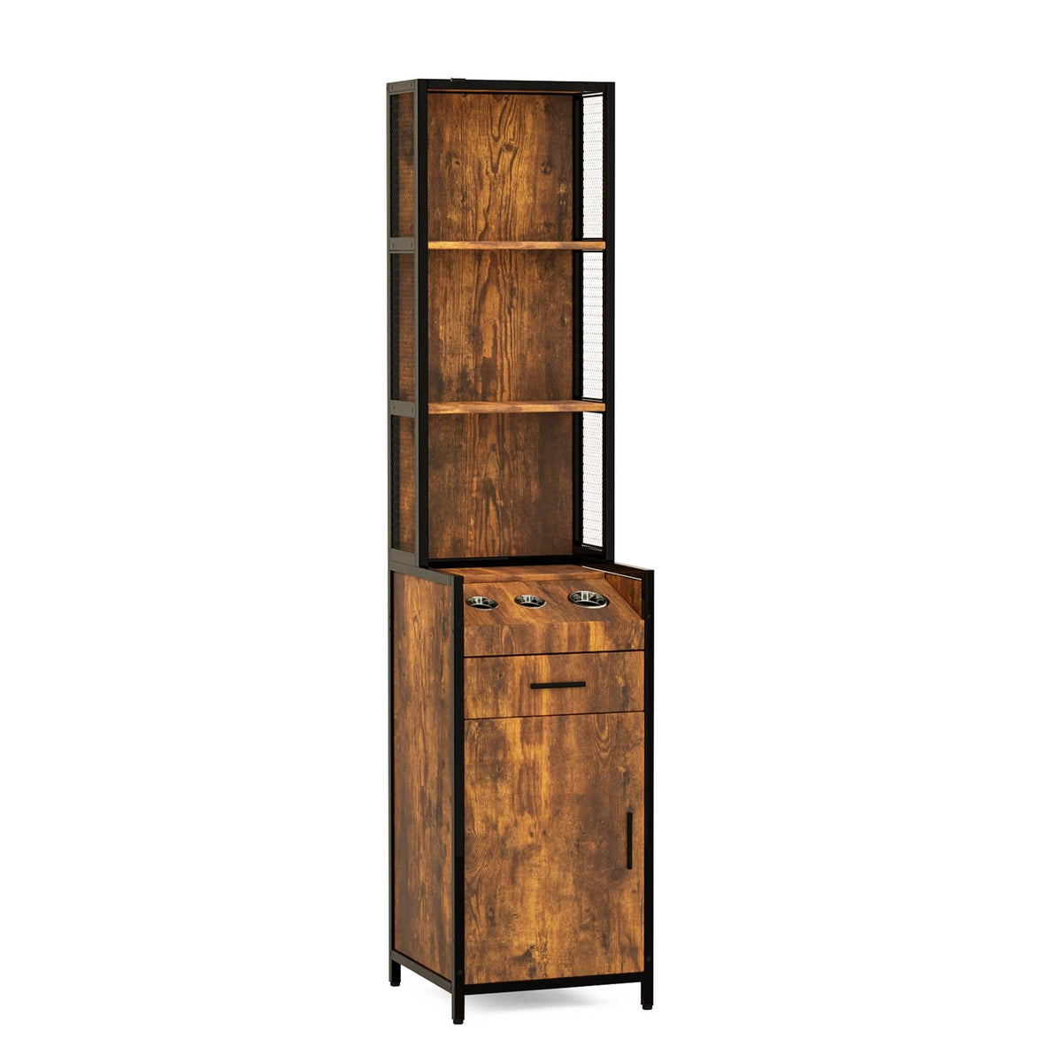 Salon Storage Station with 3 Tier Shelf and Tool Holders for Mobile Stylist