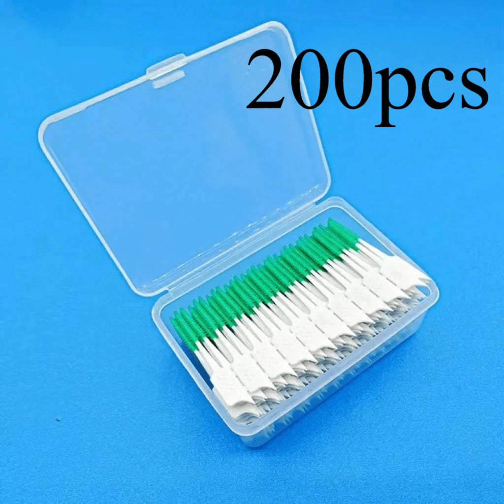 Interdental Silicone Brush Picks for Oral Care - Soft Bristles, Disposable, 200pcs